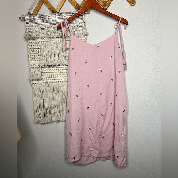 Hailey Lyn Dusky Pink Mauve button front embroidery Y2K style dress size 12 - Picture 3 of 6